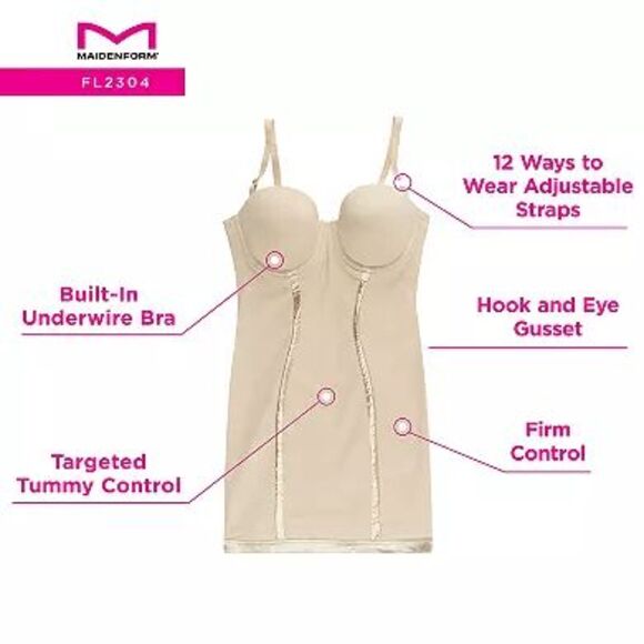 Maidenform NWT size 36D Shapewear strapless slip Easy-Up Firm Control 2304 - Picture 4 of 6